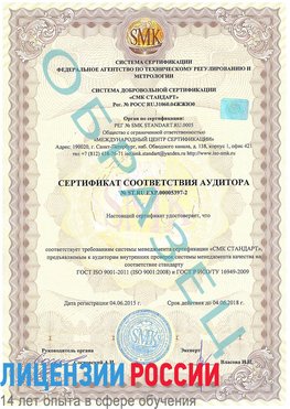 Образец сертификата соответствия аудитора №ST.RU.EXP.00005397-2 Астрахань Сертификат ISO/TS 16949